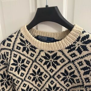 Ralph Lauren Men's Sweater in Cream and Navy